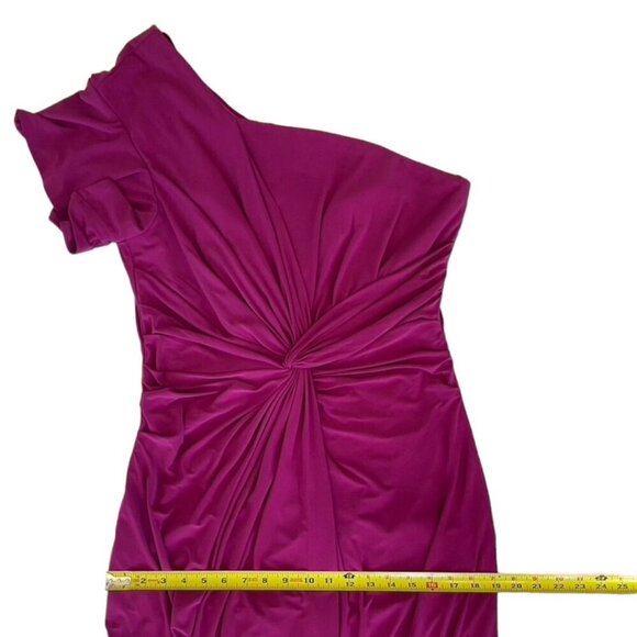 Mac Duggal One Shoulder Midi Length Jersey Dress in Magenta - Picture 14 of 14